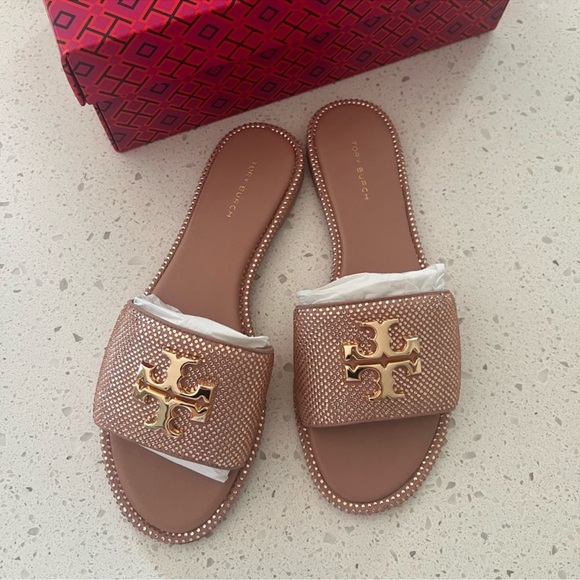 TORY BURCH EVERLY RHINESTONES SPARKLES SLIDES - Picture 1 of 4